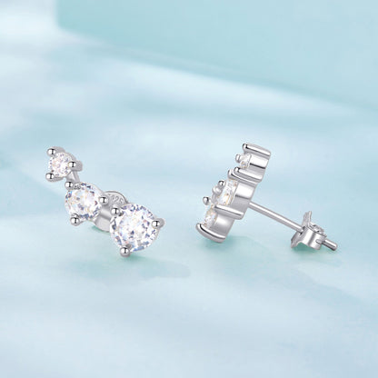 925 Sterling Silver Earrings with Pavé Setting CZ | Size 0.6*1.45cm for Women