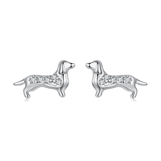 925 Sterling Silver Earrings with Pavé Setting and White Gold Plating for Women