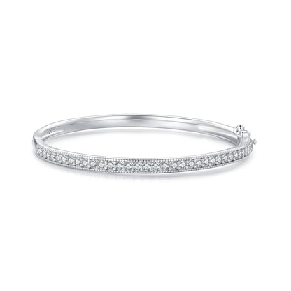 925 Silver & Platinum Pavé Setting CZ Bracelets, Size 17.0 mm for Women