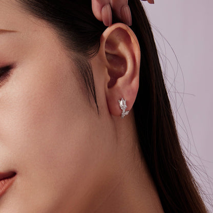 925 Sterling Silver Earrings with White Gold Plating and CZ