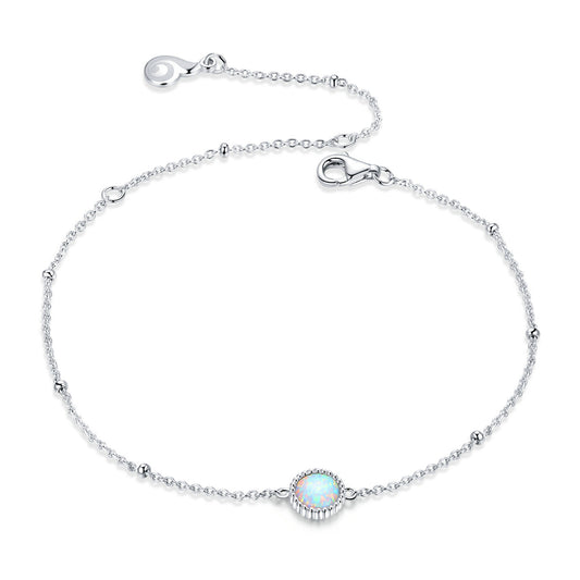 925 Sterling Silver Opal Bracelet for Women - Adjustable Size, Translucent Color