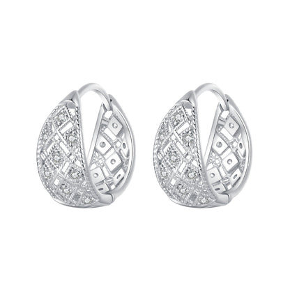 925 Sterling Silver White Gold Plated Pave Setting CZ Earrings 13*6mm for Women