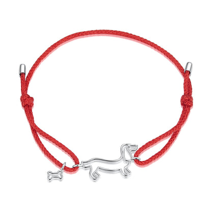 925 Sterling Silver White Gold Plated Adjustable Bracelet with Cotton Cord for Women