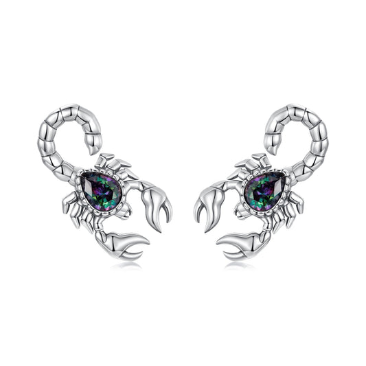 925 Sterling Silver Earrings with Pavé Setting CZ, Oxidized Silver, Size 0.8*1.5cm for Women