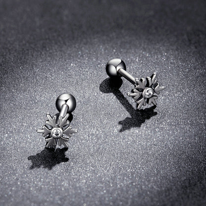 925 Sterling Silver Earrings with Pavé Setting and Oxidized Finish