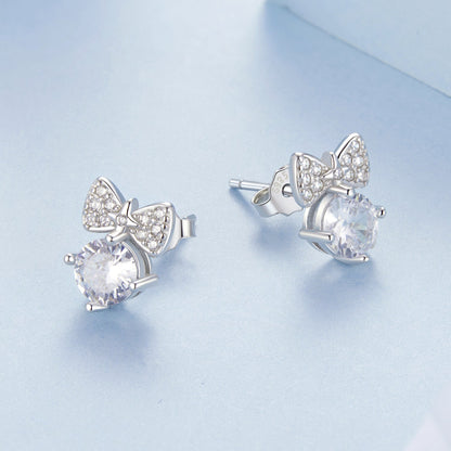 925 Sterling Silver Earrings with CZ and White Gold Plating for Women