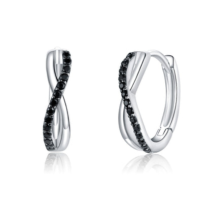 925 Sterling Silver Earrings 1.3*0.4cm with Pavé Setting CZ for Women