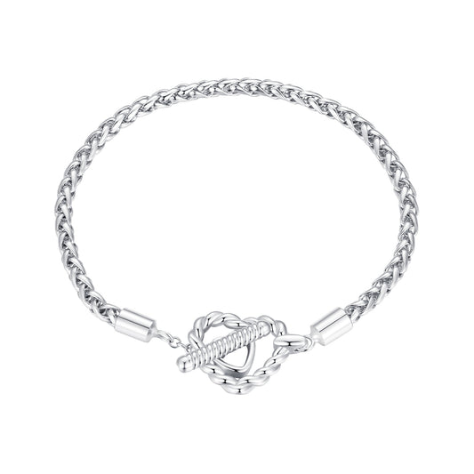 925 Sterling Silver 3.0mm Plated Platinum Bracelet Size 17.0 for Women