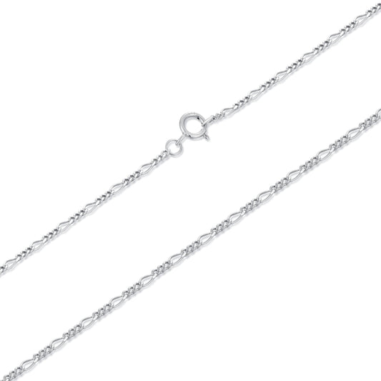 925 Sterling Silver 40cm Necklace with Plated White Gold