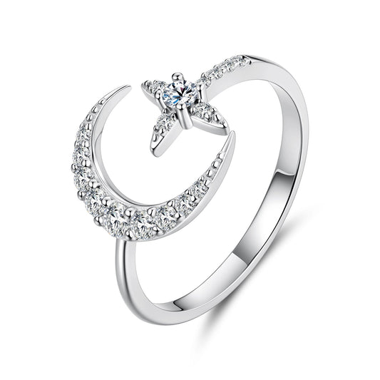 Bague en argent sterling 925 plaqué or blanc moissanite 0,25 cm – Taille E pour femme