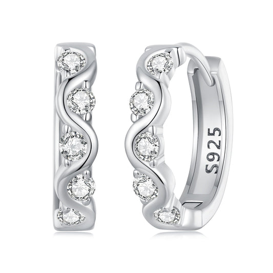 925 Sterling Silver Earrings with Platinum Plating and CZ - Stylish and Elegant Design for Women