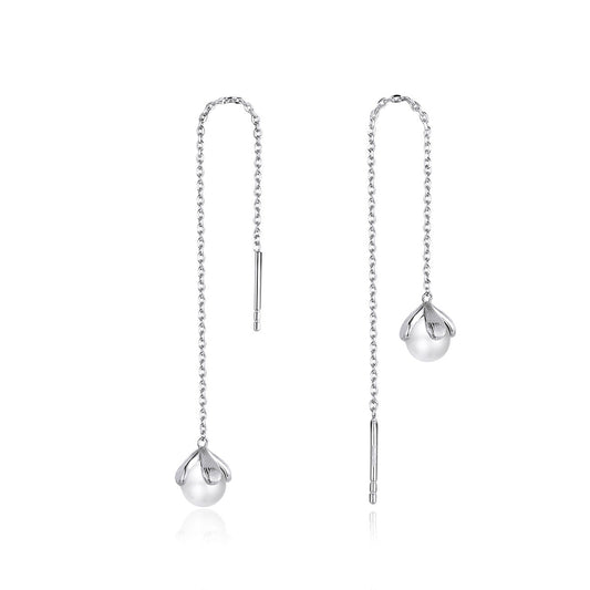 Boucles d'oreilles en argent sterling 925 avec perle de coquillage de qualité