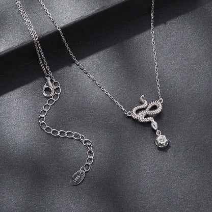 925 Sterling Silver Moissanite 0.50 Carat Necklace with CZ Pavé Setting in White Gold, 40+5cm for Women