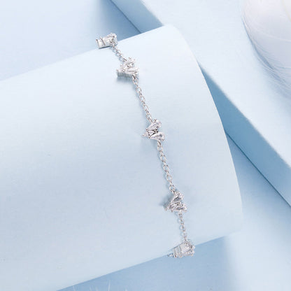 925 Sterling Silver Bracelet with White Gold Plating and CZ Paving for Women