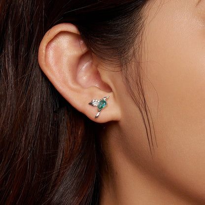 925 Sterling Silver Transparent Glass Earrings with CZ for Women
