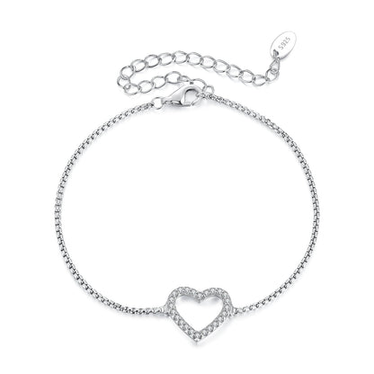 925 Sterling Silver Plated White Gold Moissanite Bracelet for Women