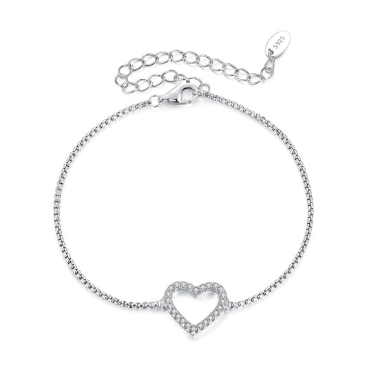 925 Sterling Silver Plated White Gold Moissanite Bracelet for Women