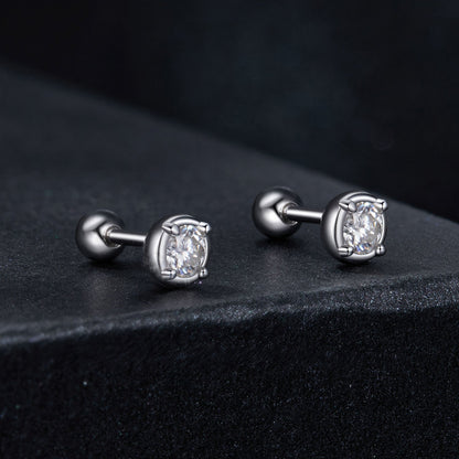 925 Sterling Silver 4mm Moissanite Earrings with Platinum Plating for Women
