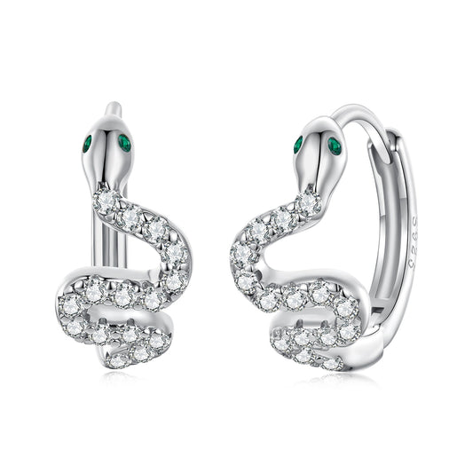 Boucles d'oreilles créoles en argent sterling 925 avec placage or blanc et pierres de zircone cubique