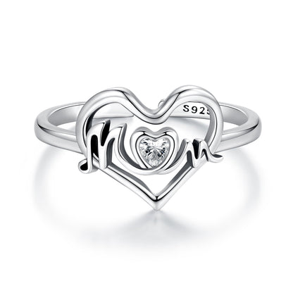 925 Sterling Silver Heart-shaped CZ Ring for Women