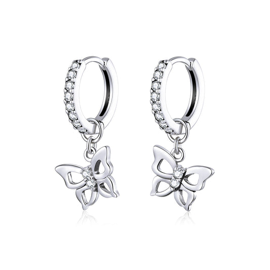S925 Oxidized Silver Pavé Setting CZ Earrings for Women