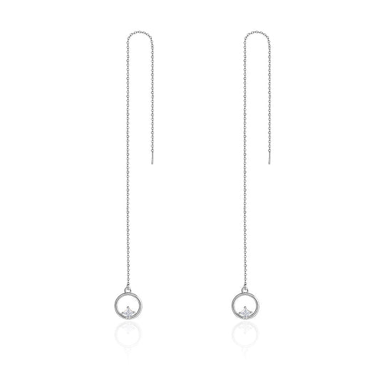 925 Sterling Silver Plated Platinum Pavé Setting CZ Earrings for Women