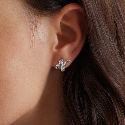 925 Sterling Silver Earrings with Pavé Setting CZ in Oxidized Finish