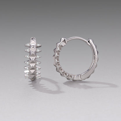 925 Sterling Silver White Gold Plated 1.6cm Pavé CZ Hoop Earrings for Women