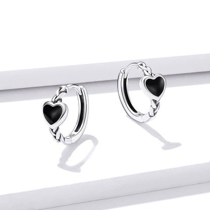 925 Sterling Silver Oxidized Enamel Earrings for Women - 1.2*0.5 cm