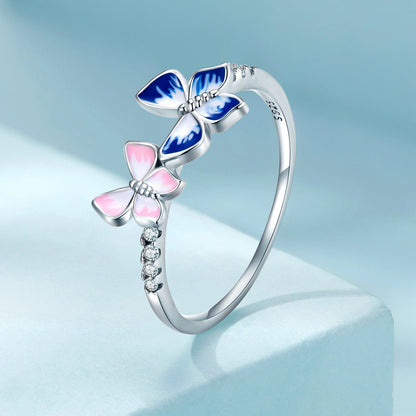 925 Sterling Silver Enamel Plated Ring Size 6 for Women