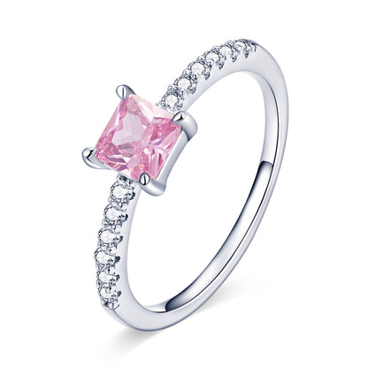 925 Sterling Silver Ring Size 6.0 with Pavé Setting CZ and Platinum Plating