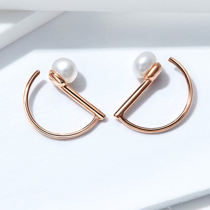 925 Sterling Silver Earrings in Rose Gold with Beads for Women