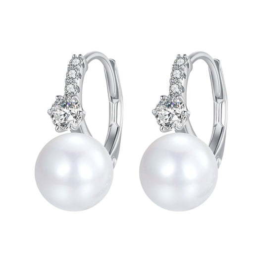 925 Sterling Silver Earrings with Quality Shell Pearl and CZ for Women