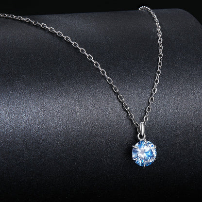925 Sterling Silver Moissanite 6.5mm Diamond-like Pendant Necklace for Women