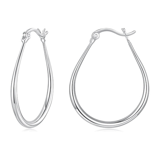 925 Sterling Silver Earrings for Women - 2.9x0.2cm, Plated White Gold, Style L