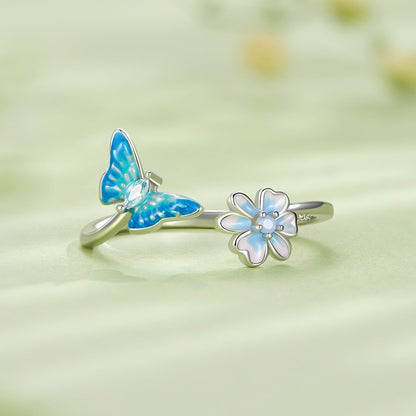 925 Sterling Silver Opal Nanometer Stone Plated Platinum Ring