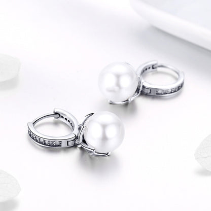 925 Sterling Silver Earrings with Quality Shell Pearl and CZ for Women