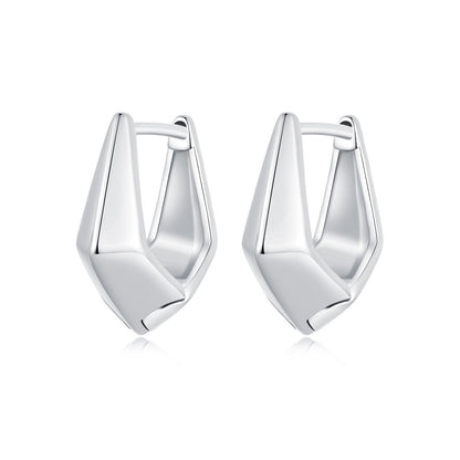 925 Sterling Silver White Gold Plated Earrings 14x6.5mm for Women