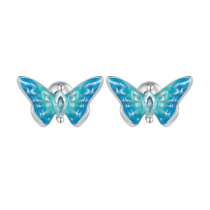 925 Sterling Silver Earrings with Enamel and CZ for Women