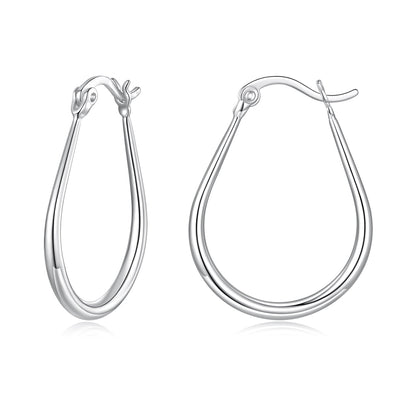 925 Sterling Silver Earrings for Women - 2.9x0.2cm, Plated White Gold, Style L