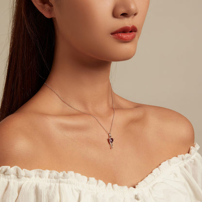 925 Sterling Silver Adjustable Necklace with Pavé Setting CZ & Pendant for Women