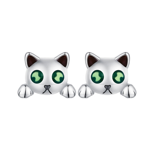 925 Sterling Silver Earrings with Enamel in Oxidized Finish