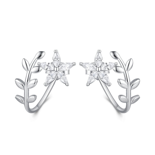 925 Sterling Silver Plated Platinum Earrings with CZ