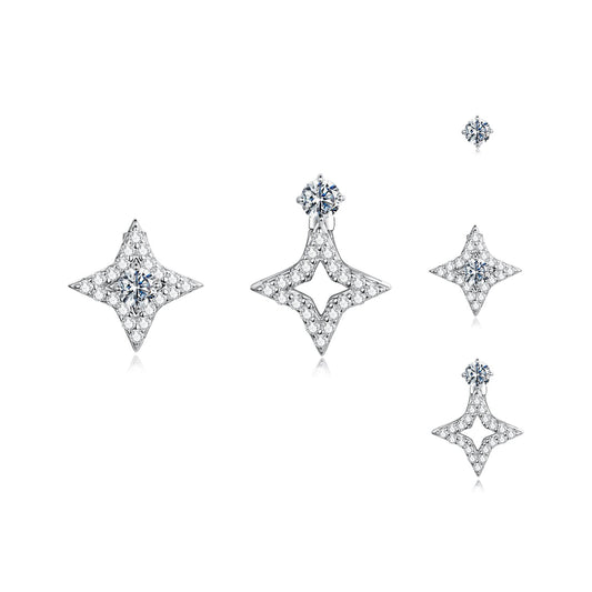 925 Sterling Silver Moissanite 0.1ct Earrings for Women