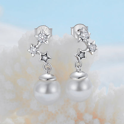 925 Sterling Silver Earrings with Quality Shell Pearl and CZ for Women