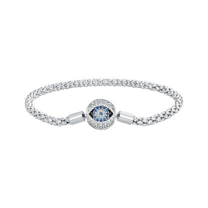 925 Sterling Silver Pavé Setting CZ 17.0 cm Oxidized Silver Bracelet for Women