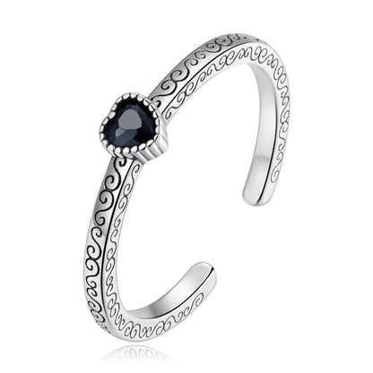 925 Sterling Silver Oxidized CZ Pavé Ring for Women