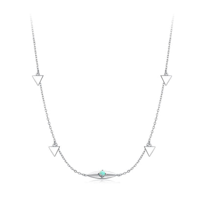 925 Sterling Silver Opal Pendant Necklace for Women - 40+5cm Adjustable Length