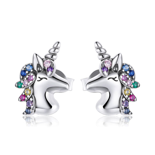925 Sterling Silver Earrings with Pavé Setting CZ, Oxidized, 1.4x0.9cm for Women