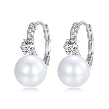 925 Sterling Silver Earrings with Quality Shell Pearl and CZ for Women